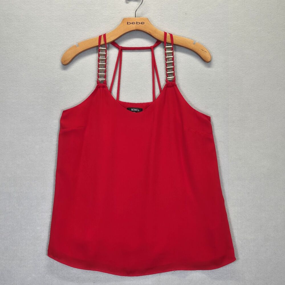 XOXO Red Sleeveless Blouse with Metal Link Straps – Size Medium